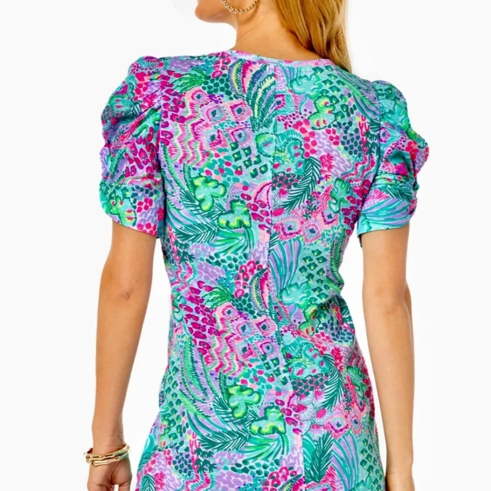Lilly Pulitzer Hayon Short Sleeve  Dress (Banana Split) Size L - Picture 4 of 13